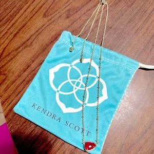 Kendra Scott Red Pendant Adjustable Gold Necklace